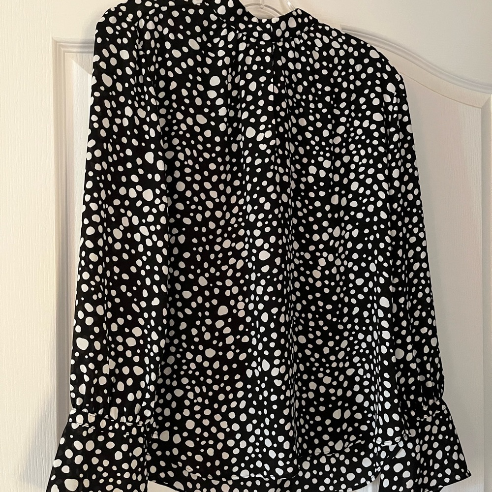 Ann Taylor Black and White Long Sleeve Blouse
